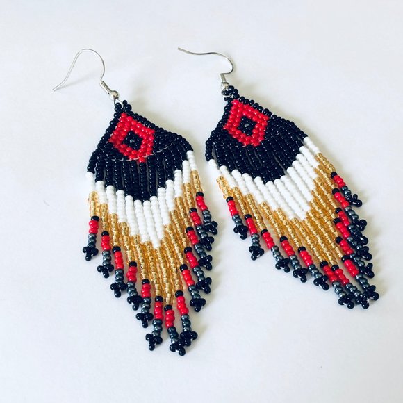 Handmade Beaded Bohemian Earrings Multicolored NEW - Picture 3 of 6